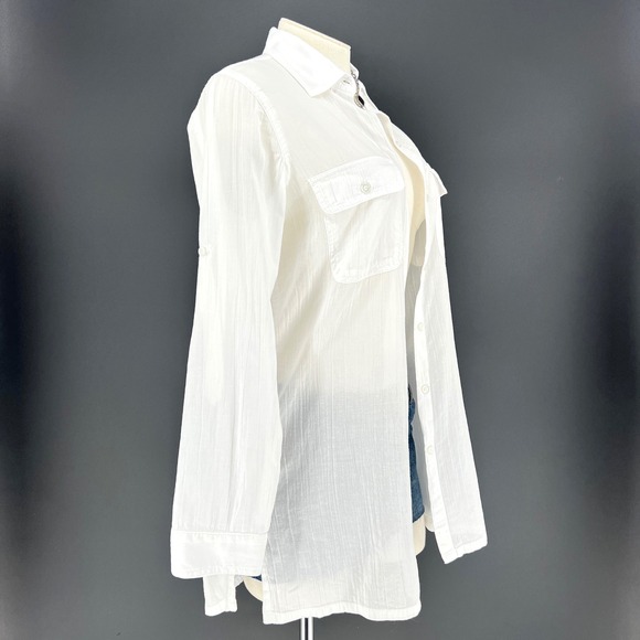 Lauren Ralph Lauren White Cotton Button Down Tunic Shirt Small roll tab *flaw - Picture 6 of 14